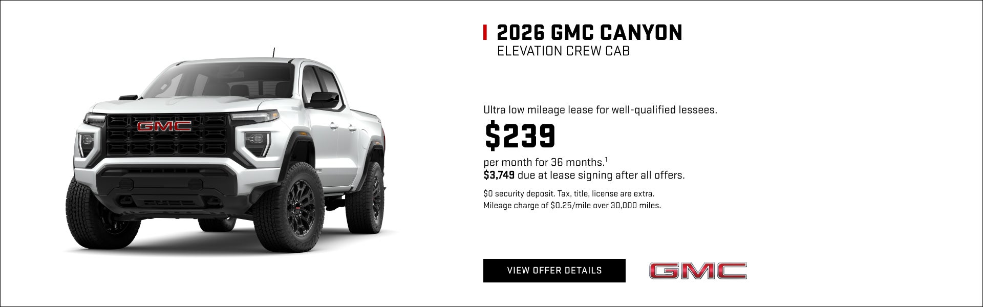 Ultra low mileage lease for well-qualified lessees.

$239 per month for 36 months.1 

$3,749 due ...