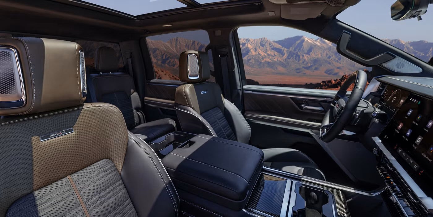 2027 GMC Sierra 1500 AT4X interior with Timber Mahogany accents