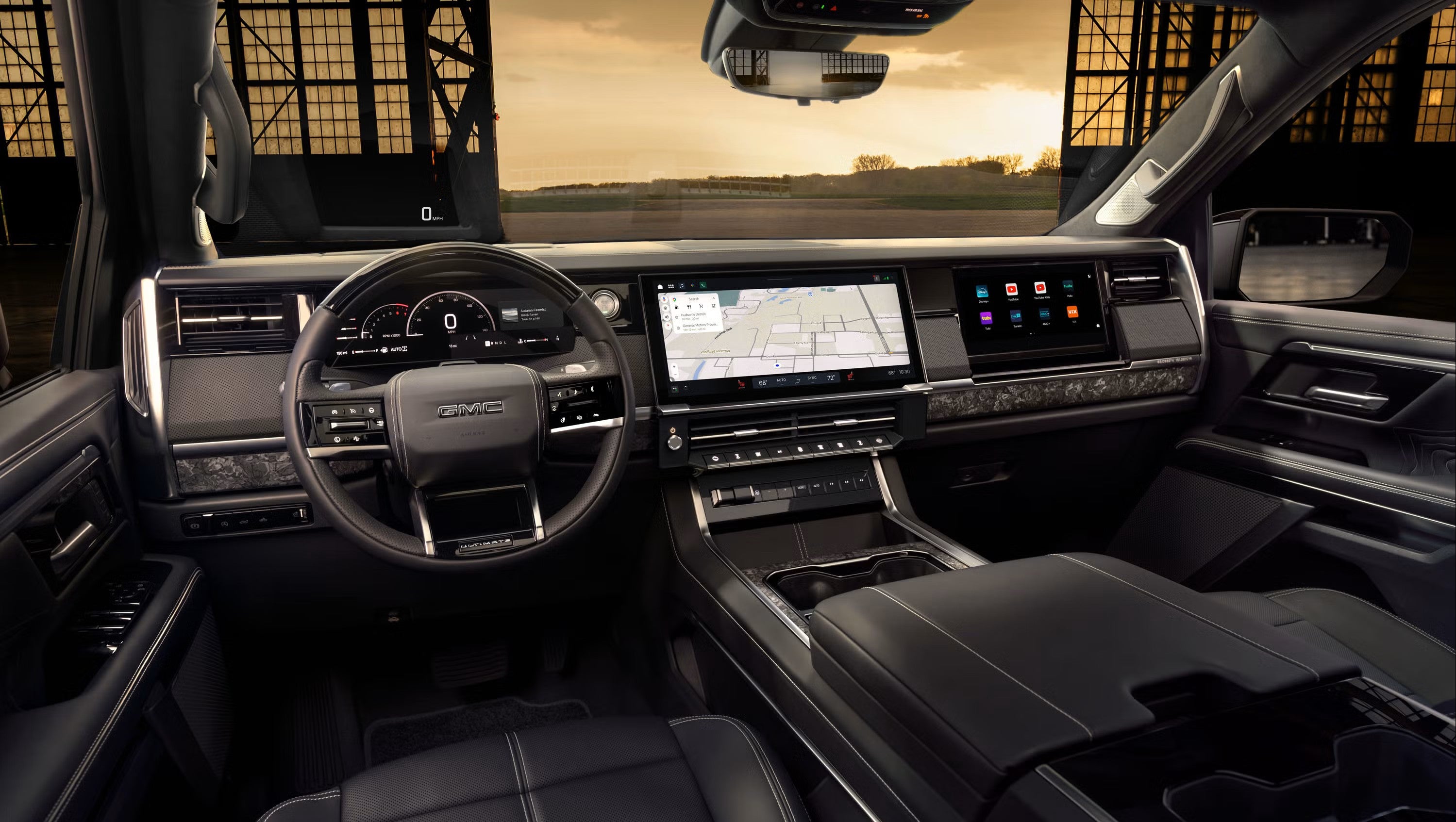 2027 GMC Sierra 1500 Denali Ultimate dashboard with three-screen layout