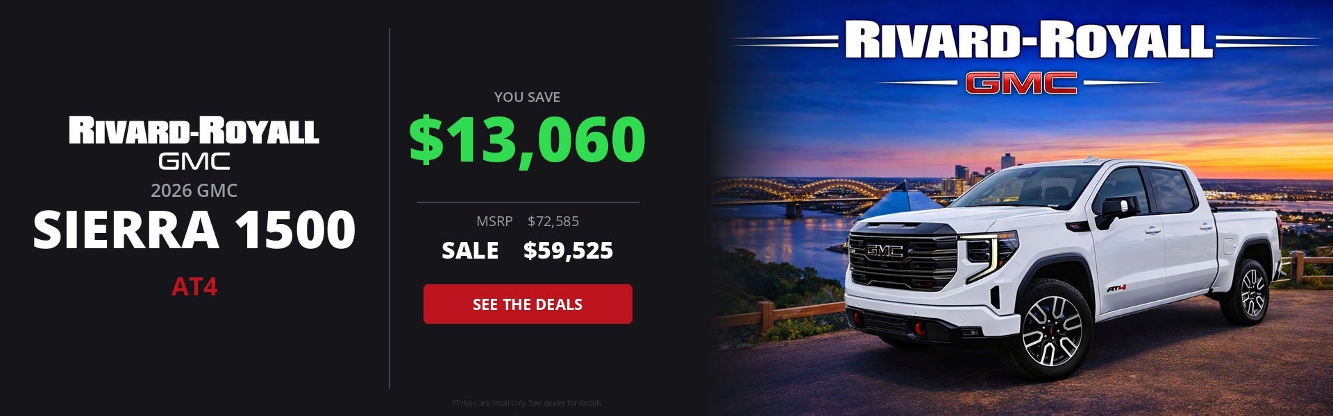 2026 GMC Sierra 1500 AT4 | Save $13,060 | Sale $59,525 | Riv