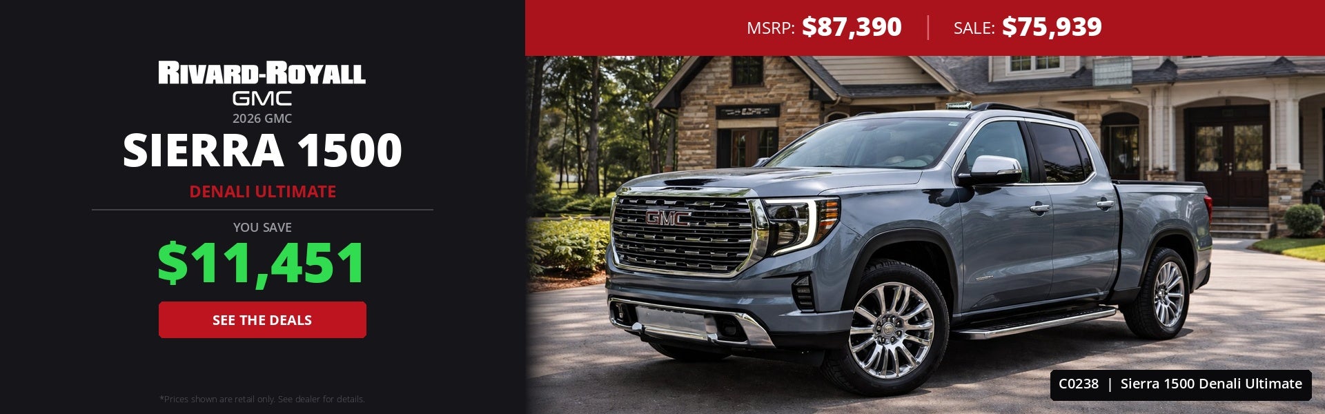 2026 GMC Sierra 1500 Denali Ultimate | MSRP $87,390 | Sale P