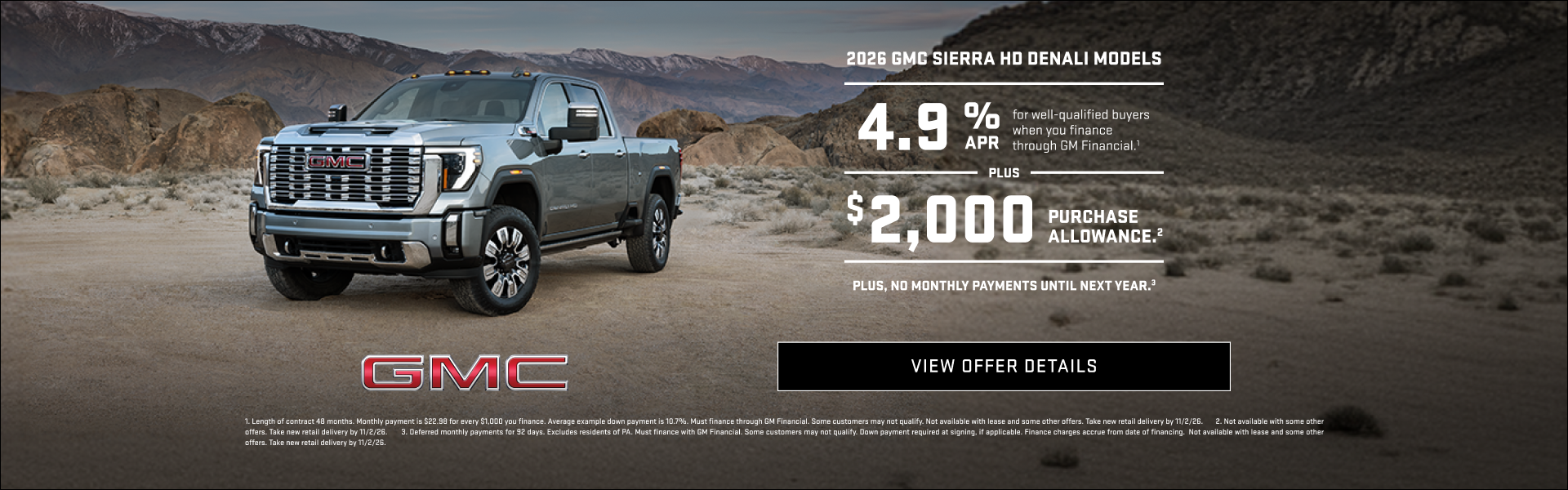 4.9% APR for well-qualified buyers on 2026 GMC Sierra 2500 HD and 3500 HD at Rivard-Royall GMC