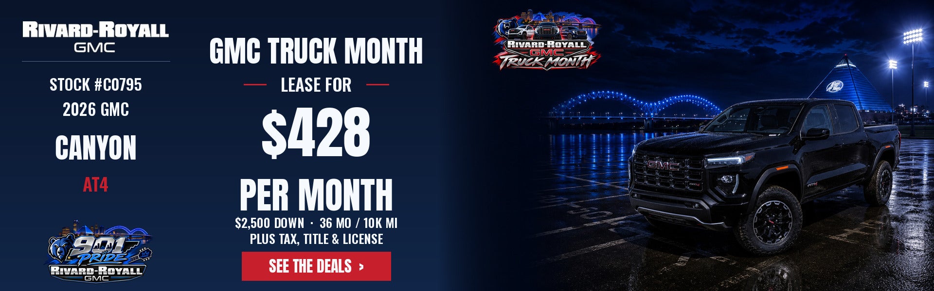 2026 GMC Canyon AT4 lease $428/mo Truck Month